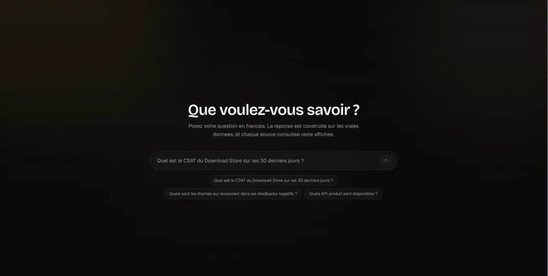 The agent's question screen